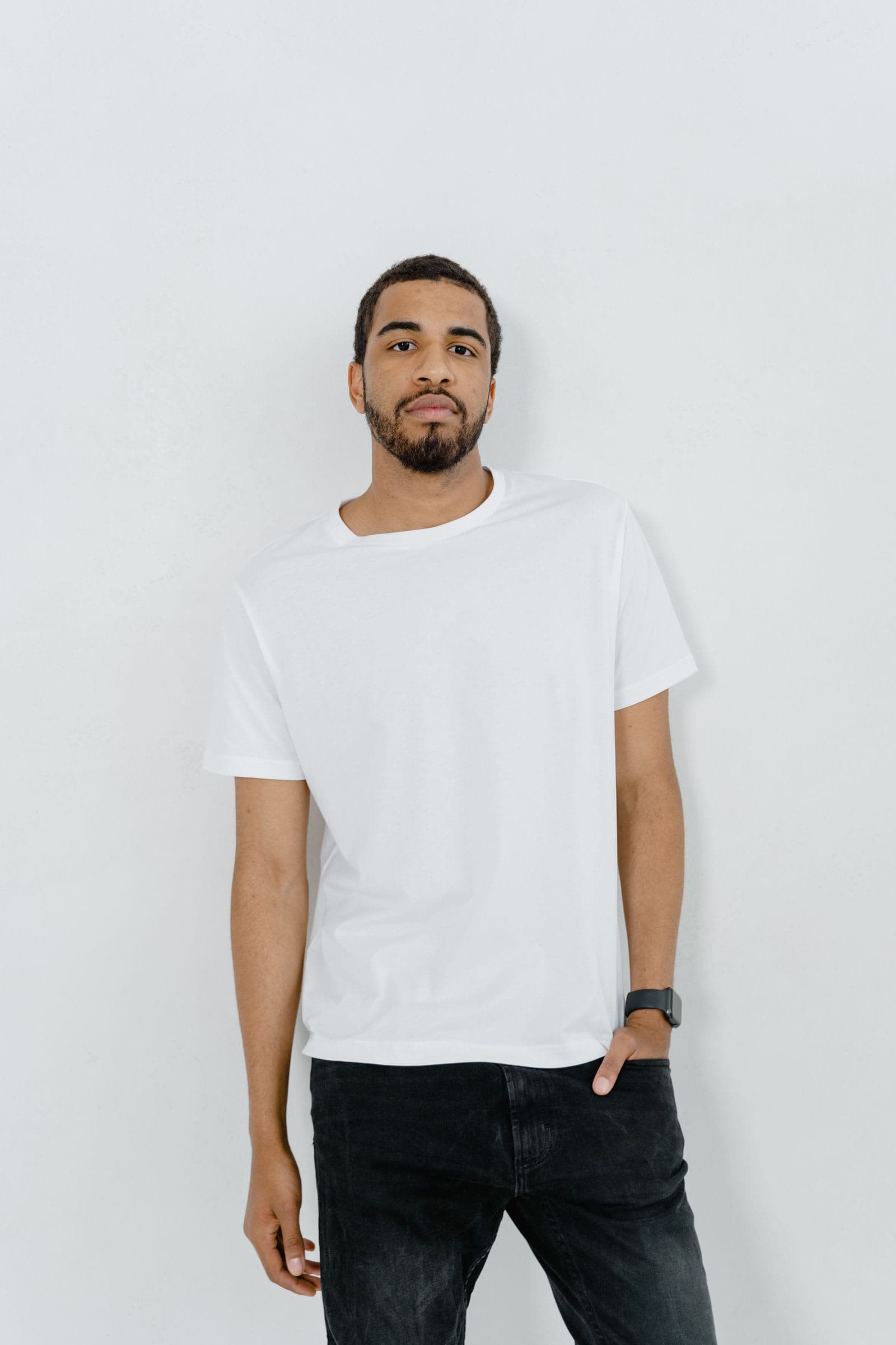 Essential Crew Neck Tee in White, view 3