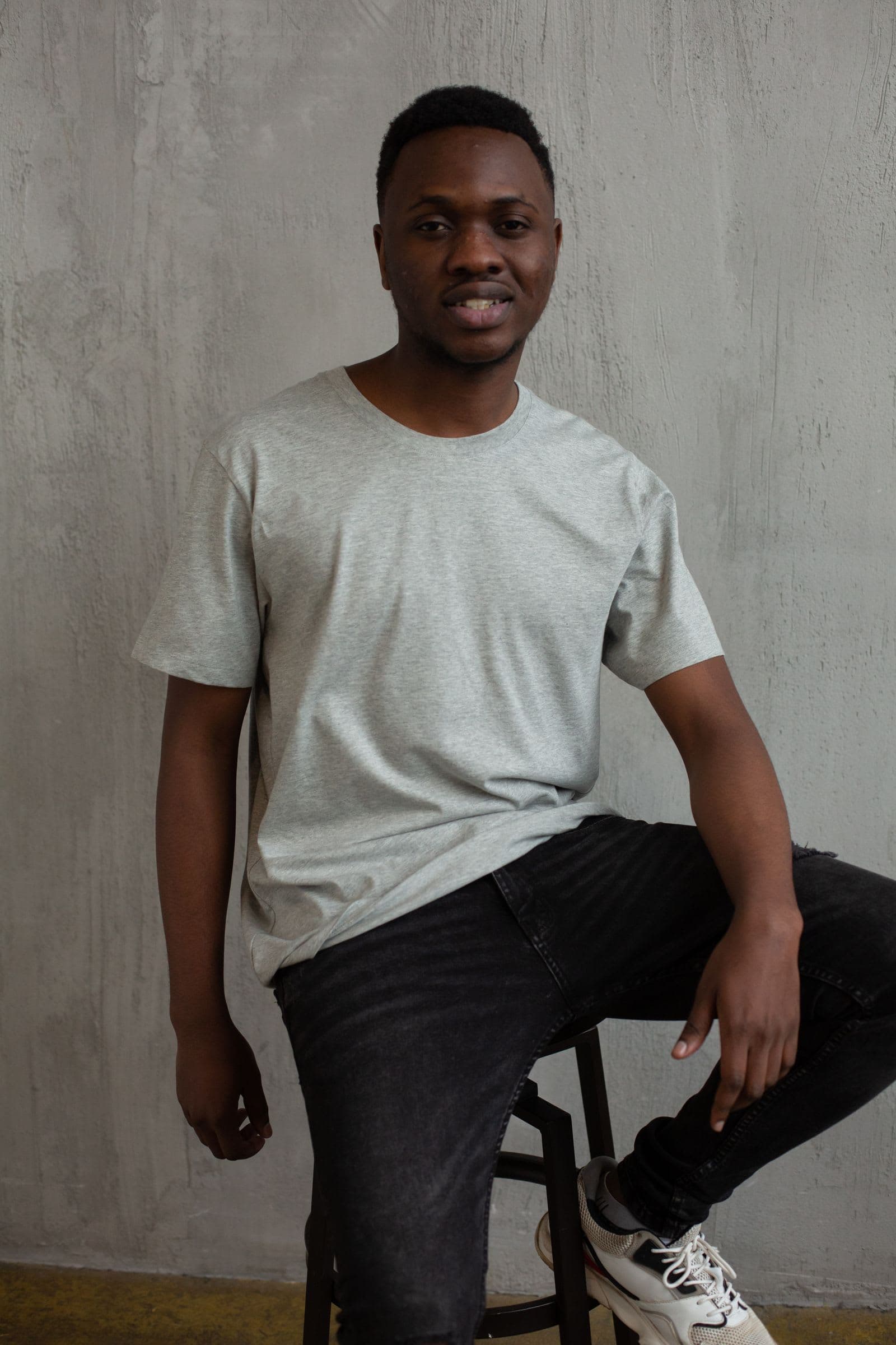 Pima Cotton Tee in Heather Grey, view 3
