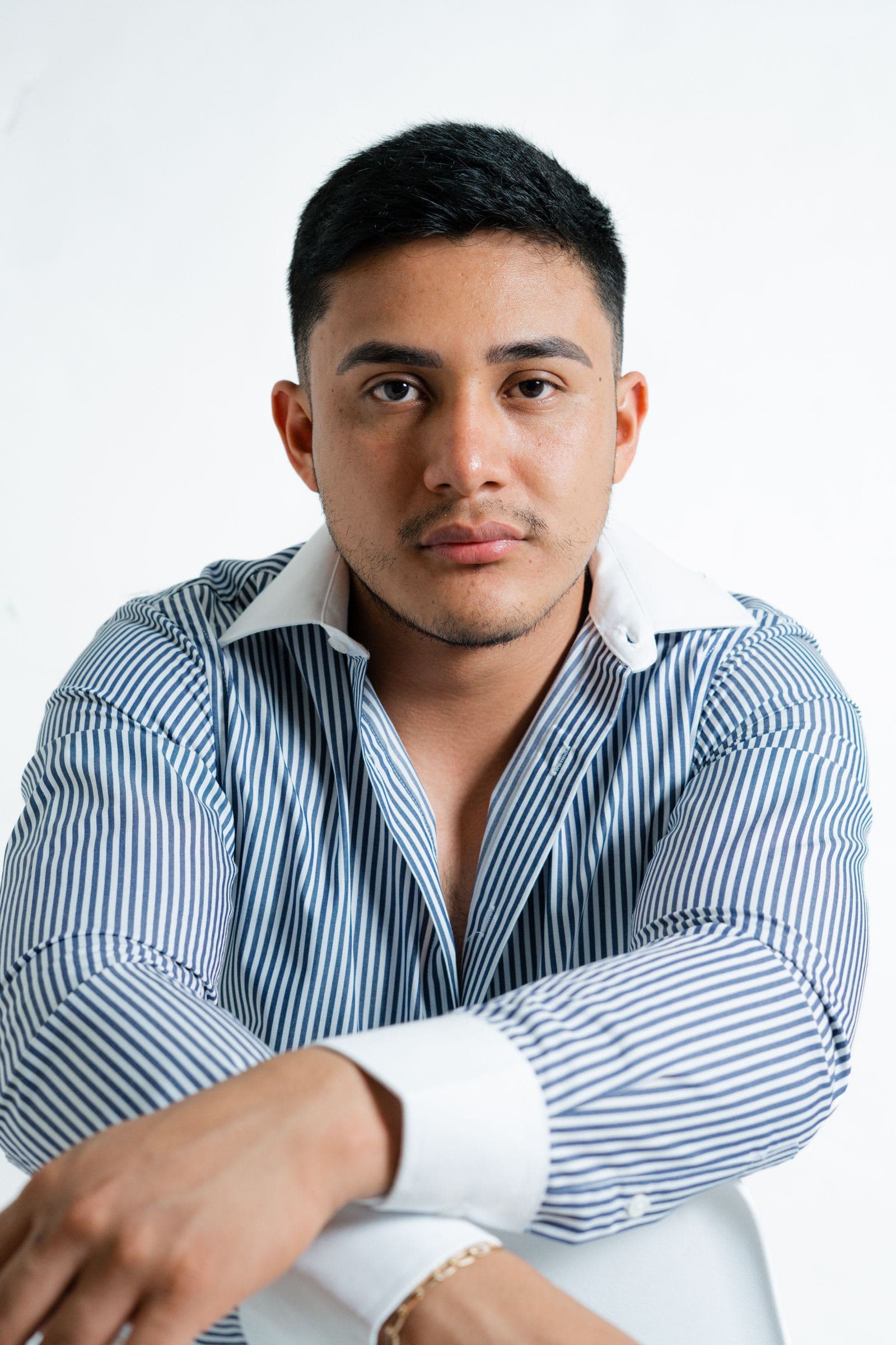 Striped Poplin Shirt in Blue Stripe