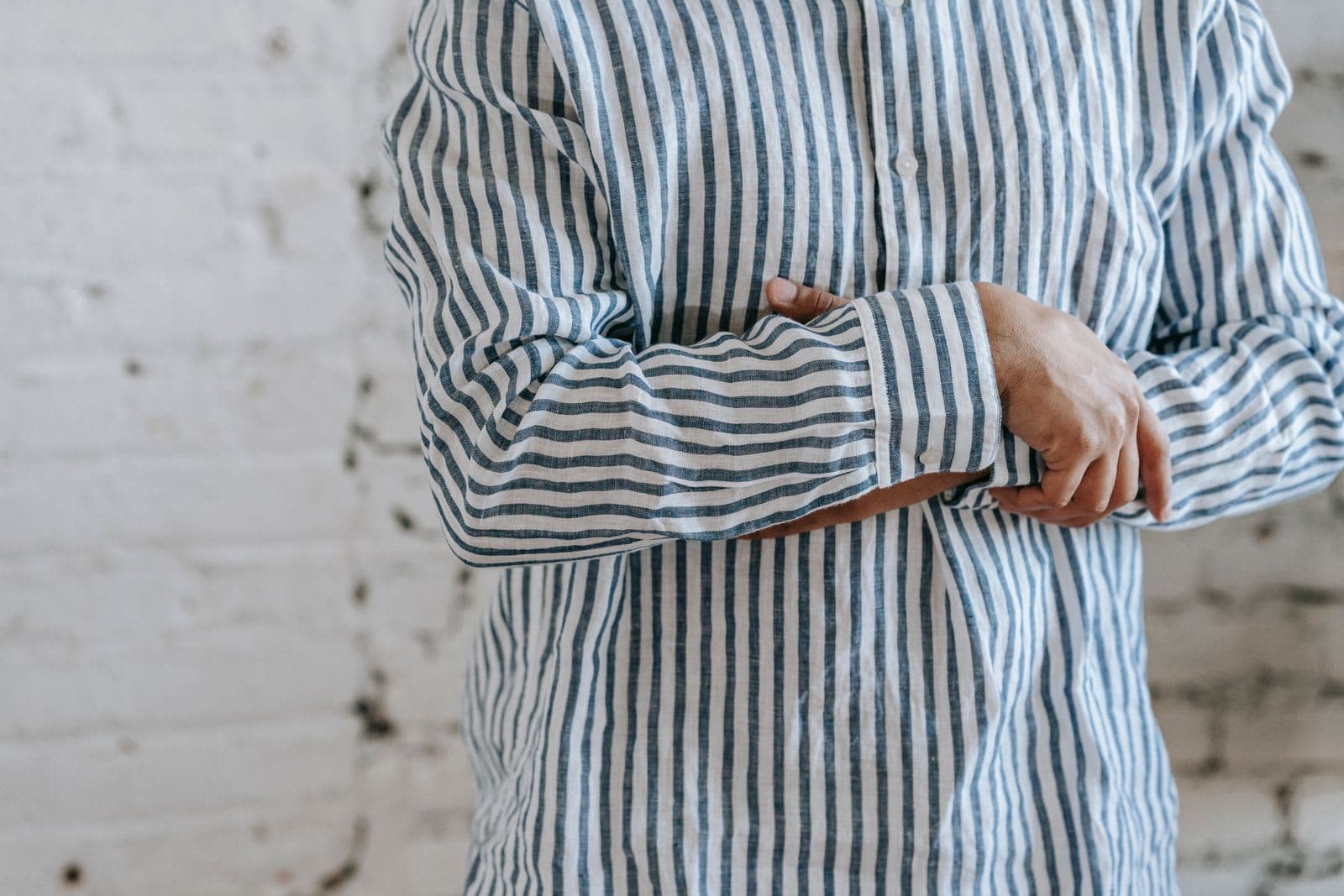 Striped Poplin Shirt in Blue Stripe, view 2
