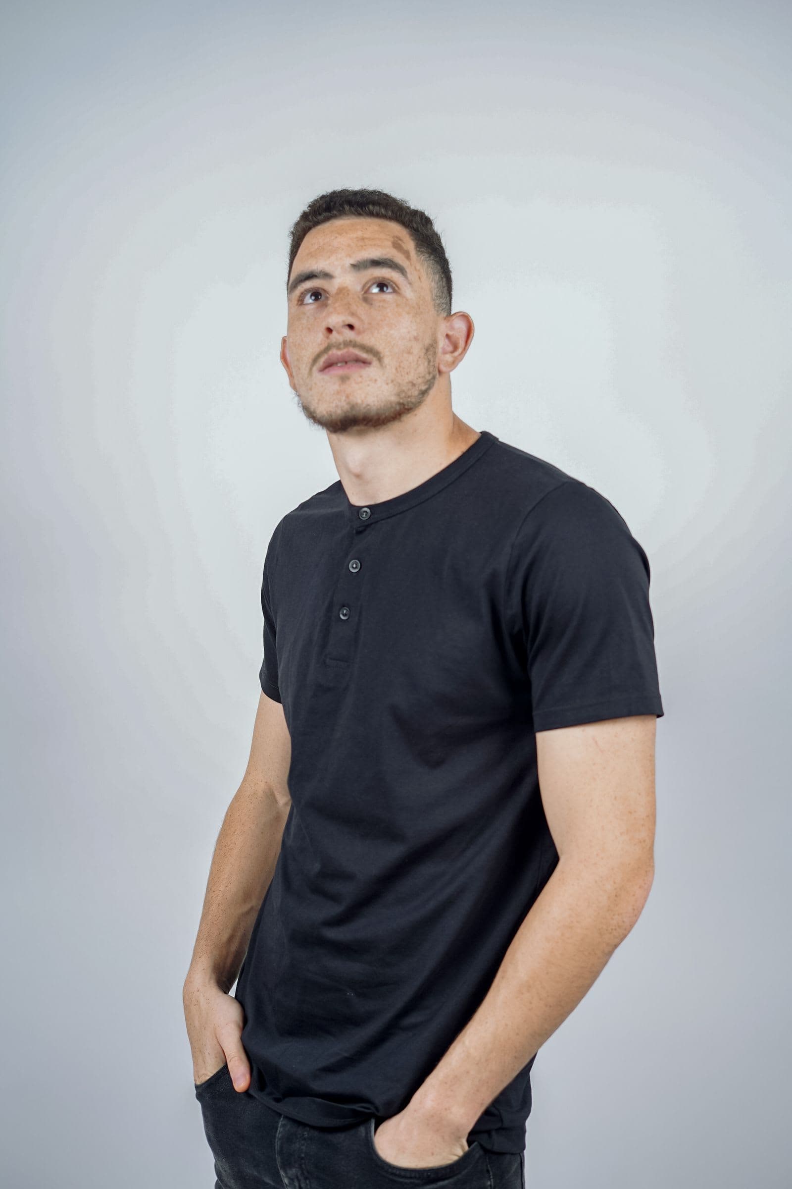 Three-Button Henley Tee in Navy
