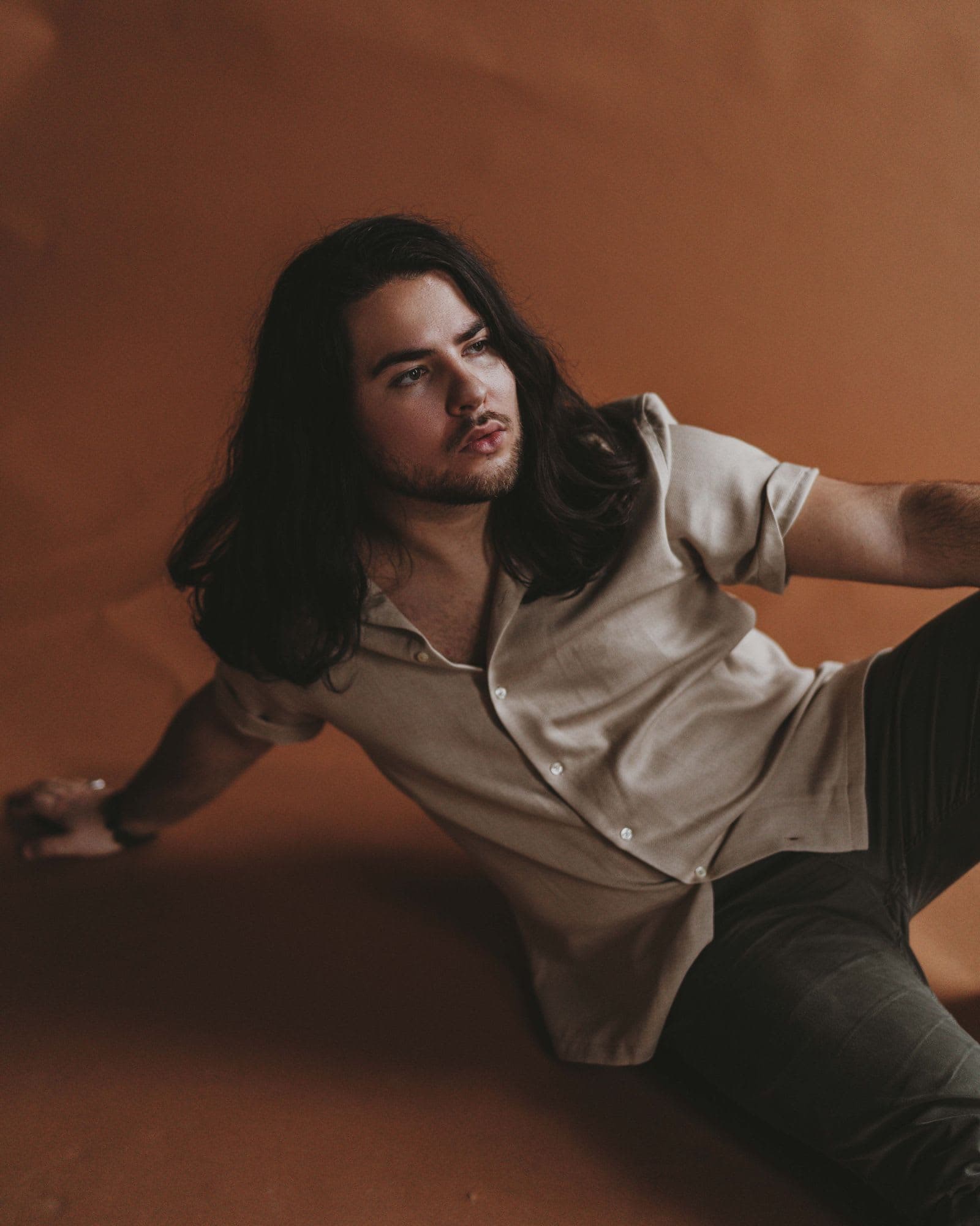 Linen Camp Collar Shirt in Sand, view 2