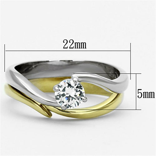 Signature Two-Tone IP Gold Stainless Steel Ring with AAA Brilliance